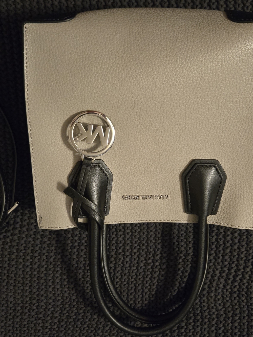 Michael Kors Cream and Black Leather Tote Bag
